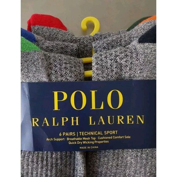 Ralph Lauren Mens Technical Support Cushioned Crew Socks Multicolored Sz 10-13 - Picture 5 of 7